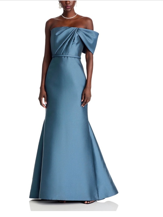 Amsale Dresses & Skirts - Amsale Steel Blue One-Shoulder Bow Mermaid Gown